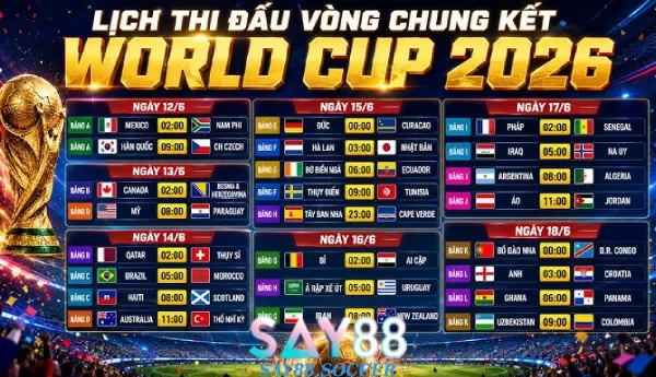 Lịch thi đấu Wordcup 2026 mới nhất 2 Lịch WC 2026